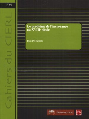cover image of Le problème de l'incroyance au XVIIIe siècle